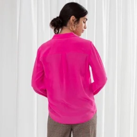 Perfect Barbie pink silk button-up from & Other Stories, size 2 !! - Picture 2 of 16